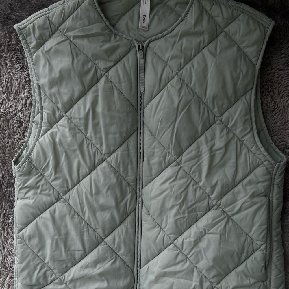 Mango Quilted Sage Green Vest